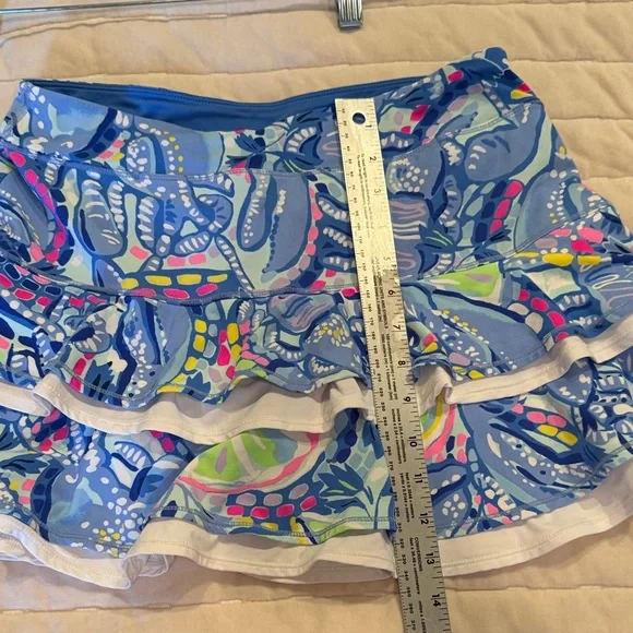 Lilly Pulitzer Medium Luxletic Zela Skort “Pinch Pinch” Blue‎ and Pink Ruffle - Picture 14 of 15